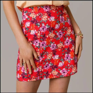 NWT Francesca's mi ami Coral Orange Lori Floral Button Mini Skirt Size Large